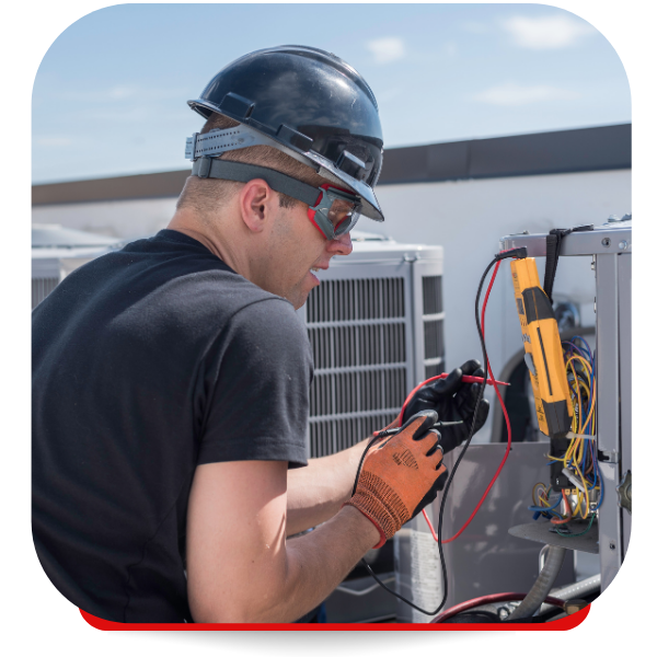 HVAC technician installing new HVAC unit